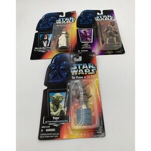 vintage star wars figures lot of 3,ben(ob1)yoda,leia